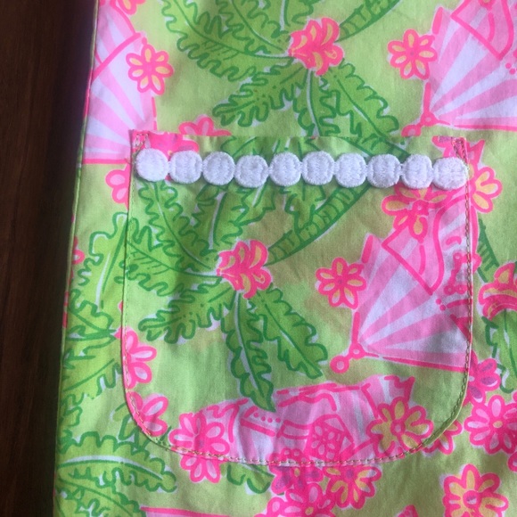 Lilly Pulitzer Shift Girls Dress Pink Green 🌺 7 tiki beach hut Hawaiian print - Picture 6 of 10